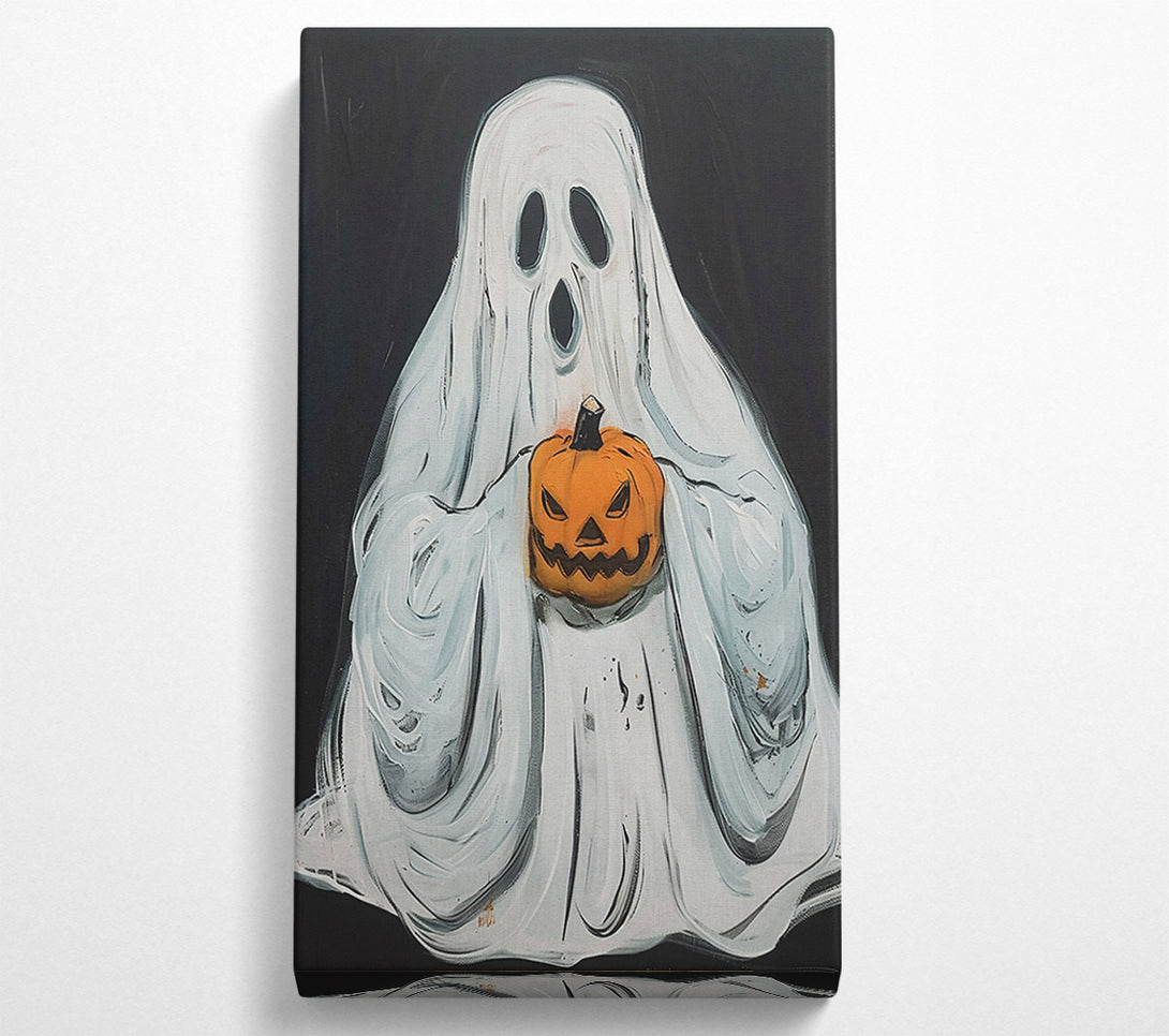  A Canvas Print of White Ghost With Pumpkin Canvas Wall Art