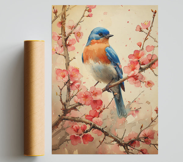 Pink Bloom Bluebird Giclee Print