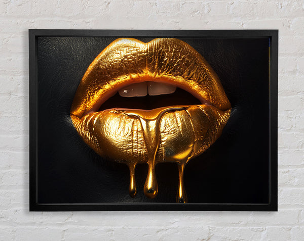 Gold Lips Framed Print