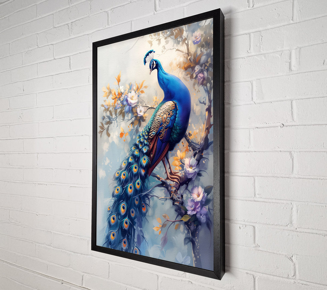  A Canvas Print of Azure Peacock In Bloom Canvas Print