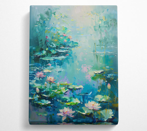  A Canvas Print of Aqua Lily Pond Canvas Wall Art