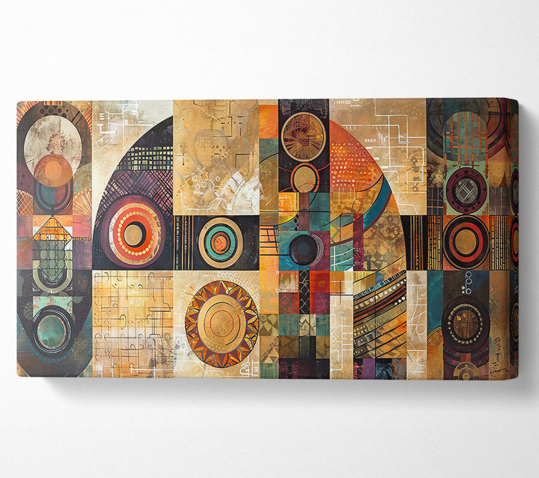  A Canvas Print of Golden Geometric Symphony Canvas Print