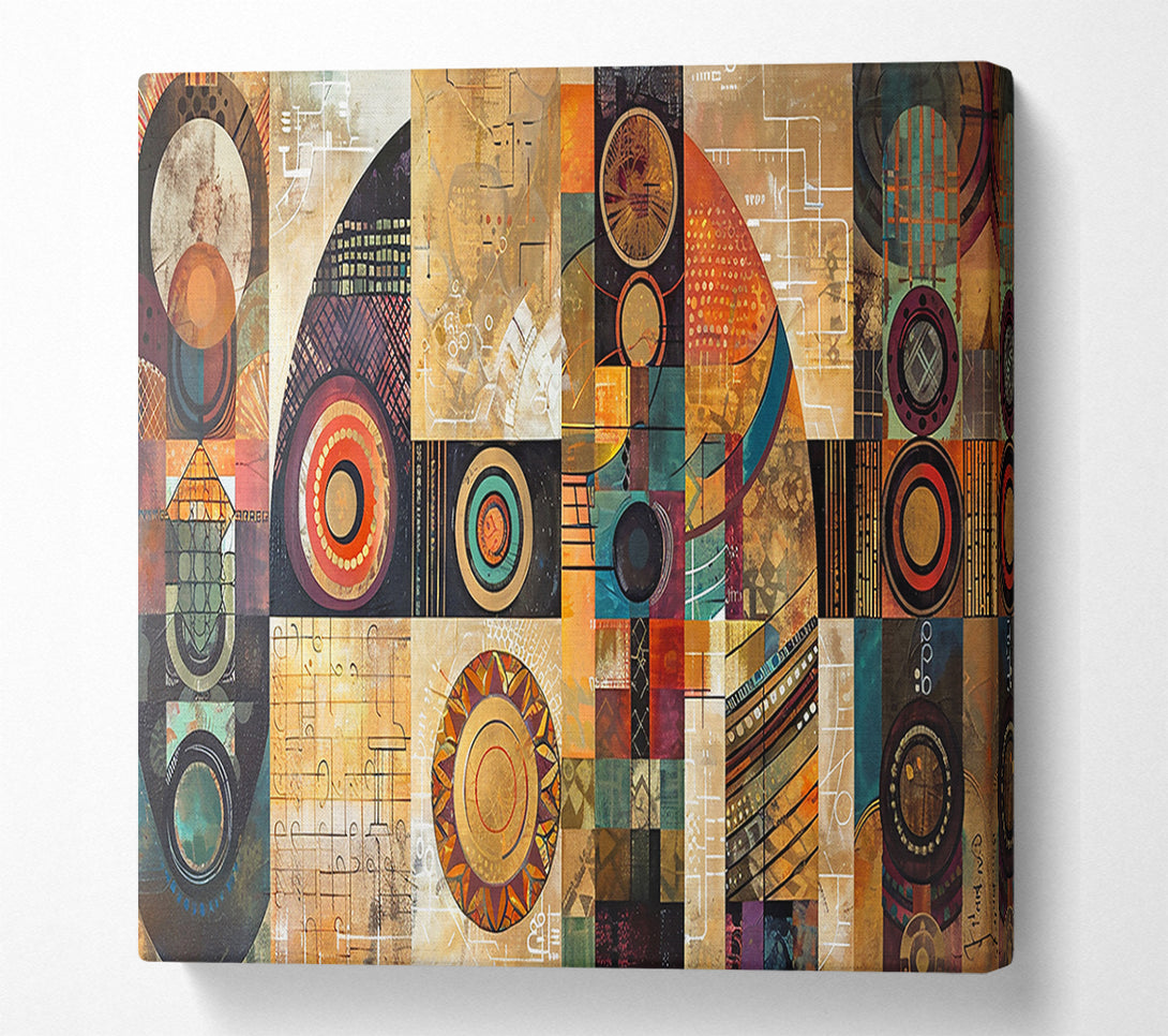  A Canvas Print of Golden Geometric Symphony Canvas Print