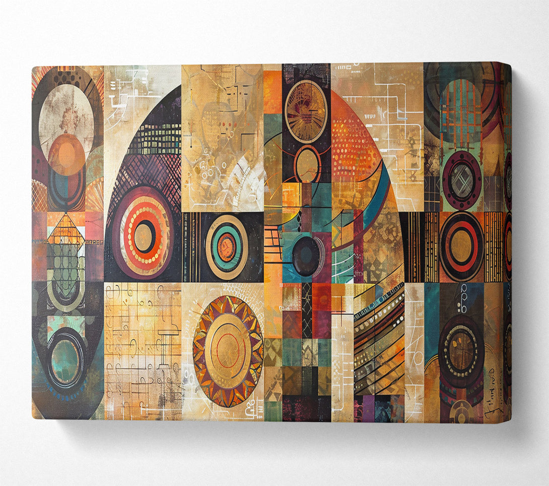  A Canvas Print of Golden Geometric Symphony Canvas Print