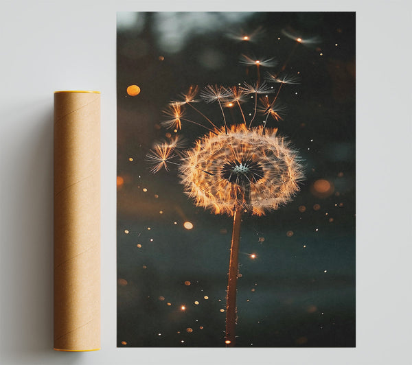 Golden Dandelion Wishes Poster