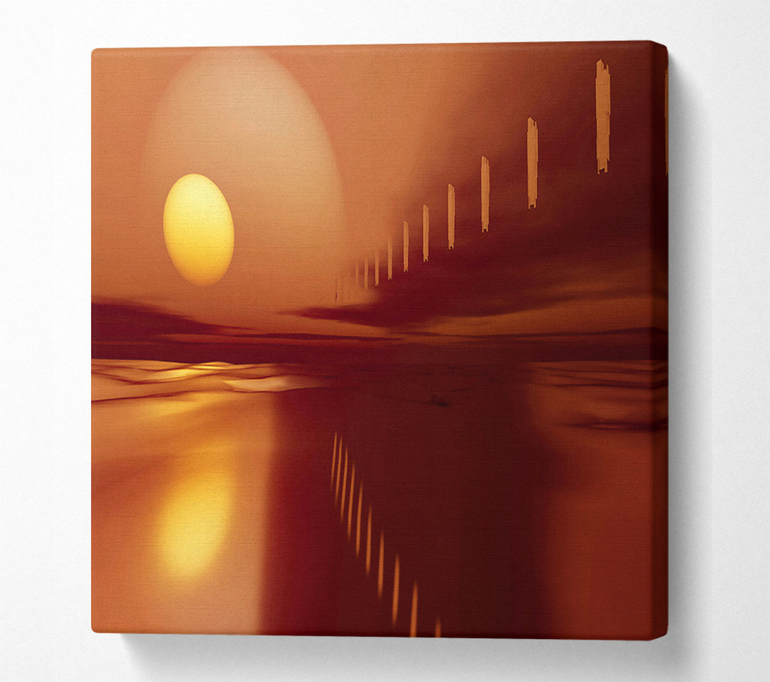  A Canvas Print of Crimson Sunset Reflection Canvas Wall Art