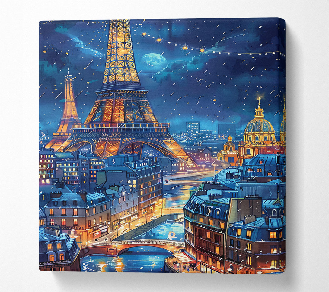 A Canvas Print of Blue Parisian Night Canvas Wall Art
