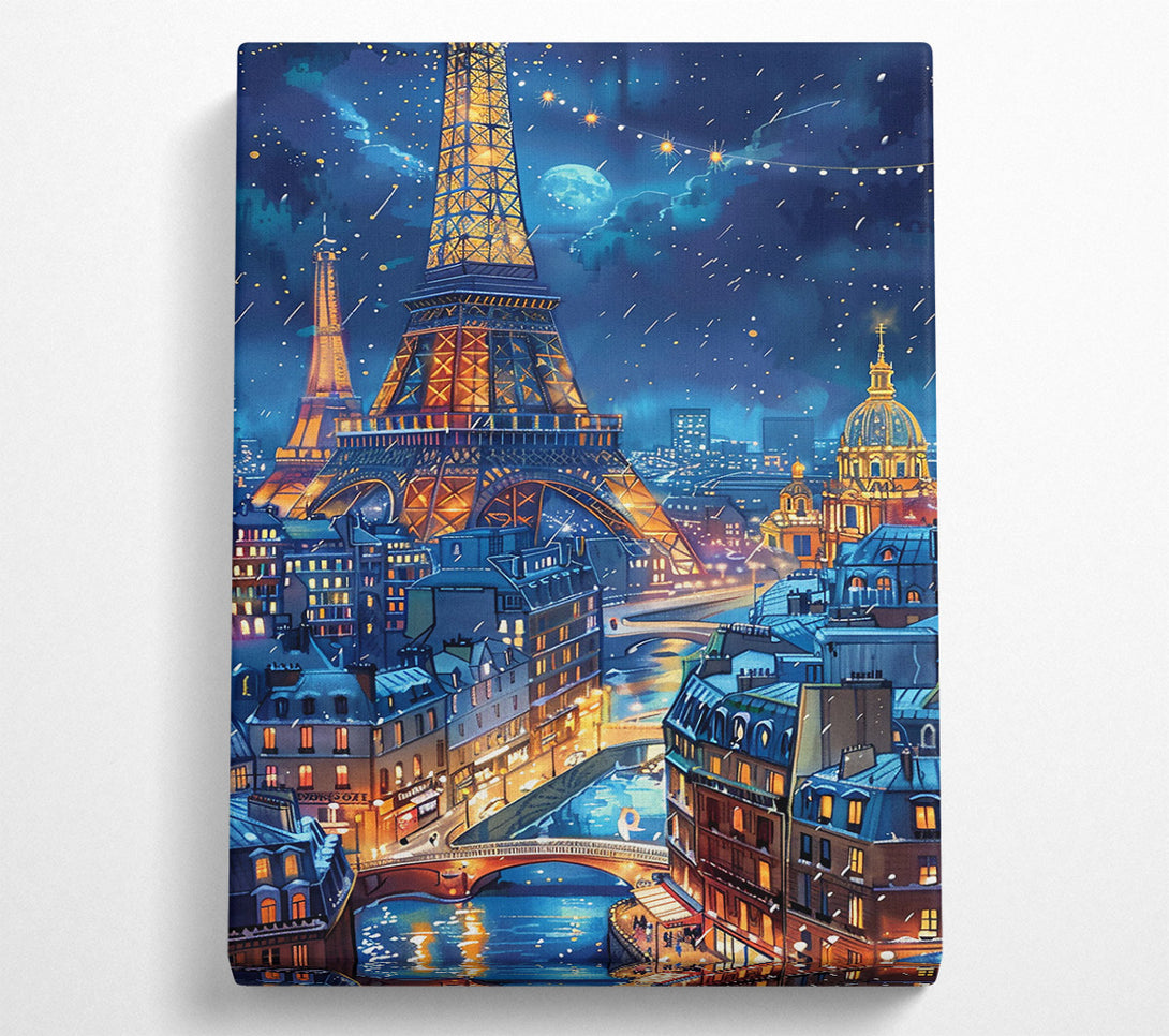  A Canvas Print of Blue Parisian Night Canvas Wall Art