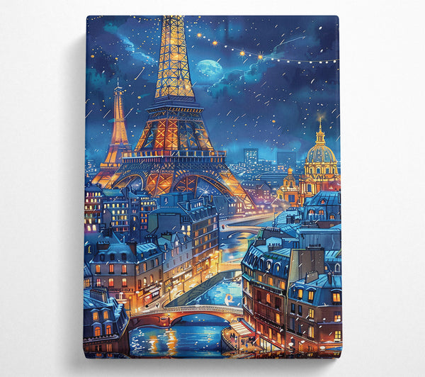  A Canvas Print of Blue Parisian Night Canvas Wall Art