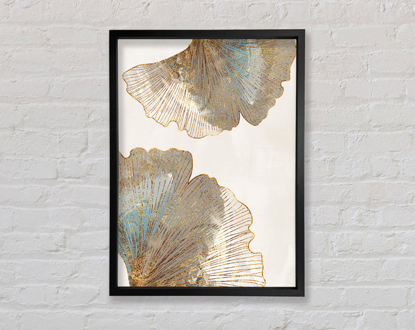 Gold Outline Leafs Framed Print