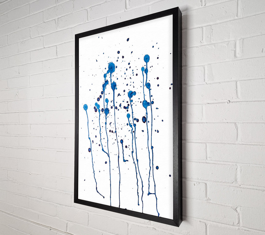  A Canvas Print of Azure Ink Drips Canvas Art