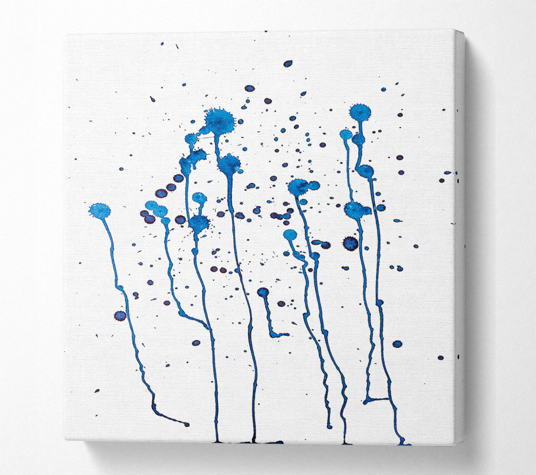  A Canvas Print of Azure Ink Drips Canvas Art