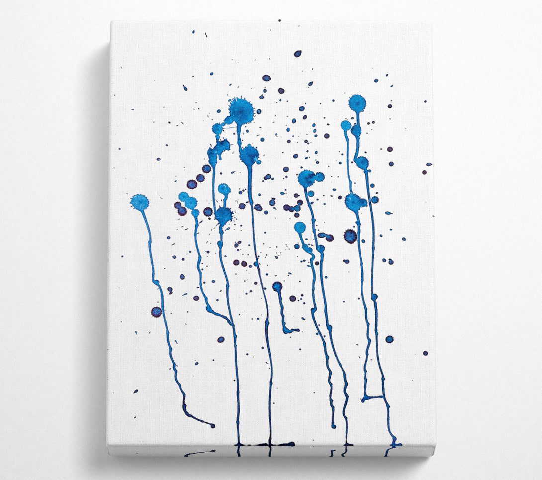 A Canvas Print of Azure Ink Drips Canvas Art