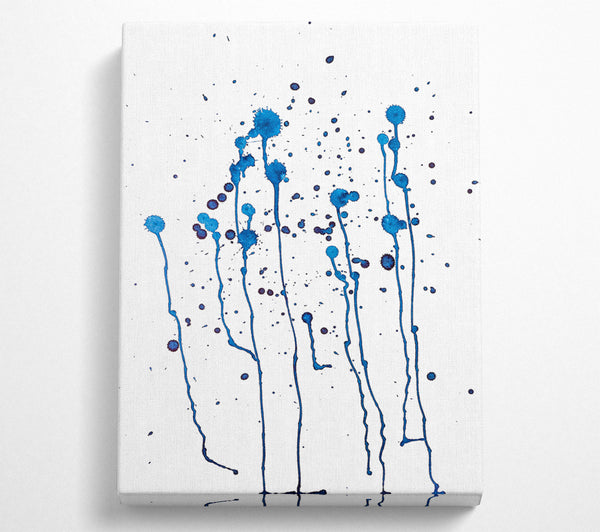  A Canvas Print of Azure Ink Drips Canvas Art