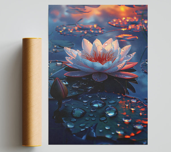 Blue Water Lily Bloom Giclee Print