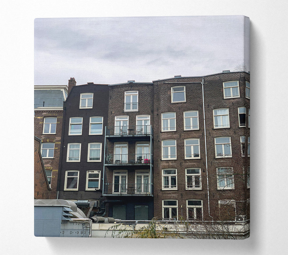  A Canvas Print of Black Brick Balconies Canvas Art