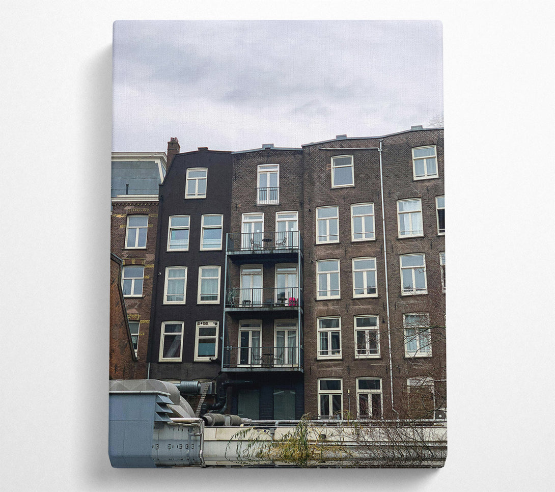  A Canvas Print of Black Brick Balconies Canvas Art