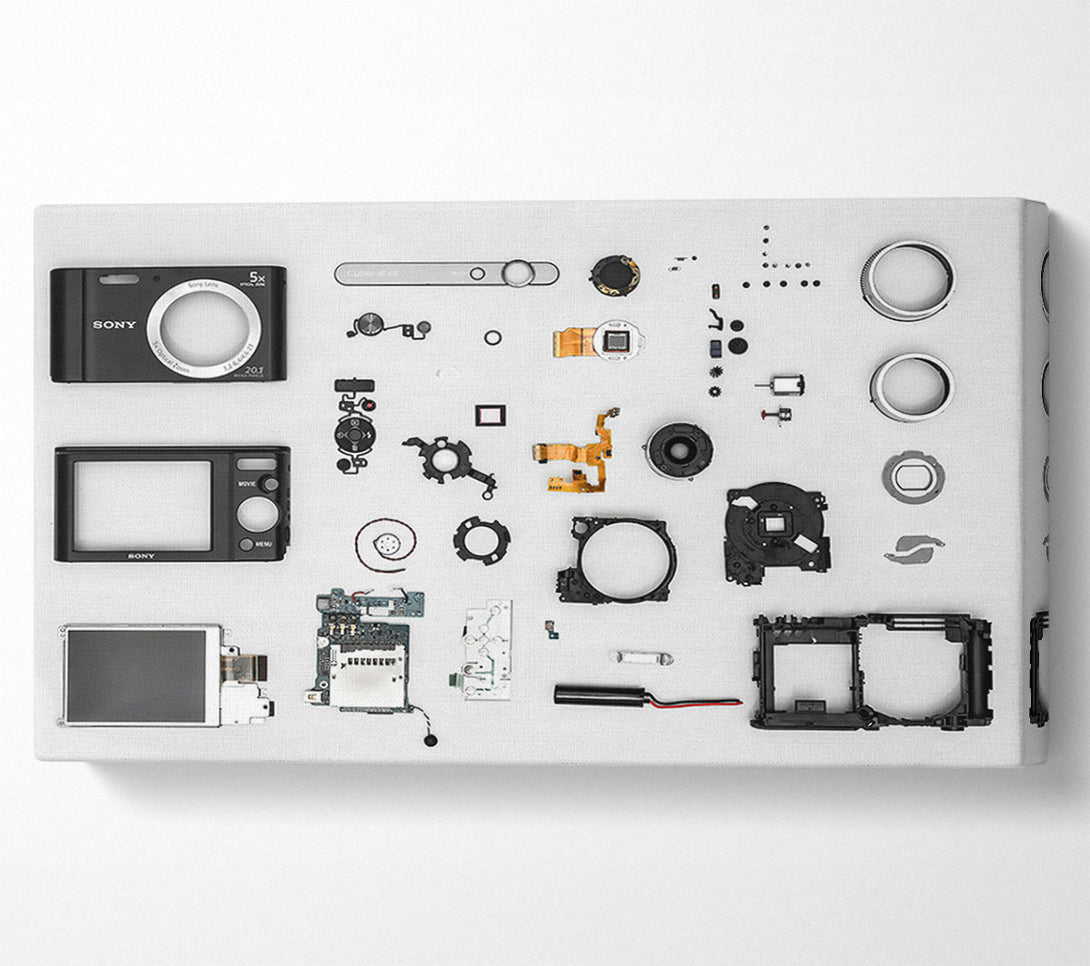 A Canvas Print of Black Camera Disassembled Canvas Print
