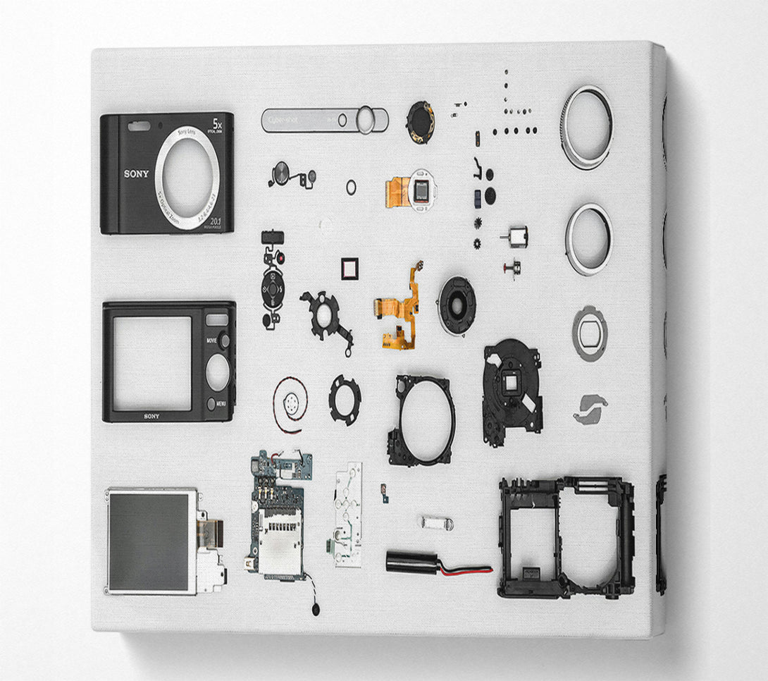  A Canvas Print of Black Camera Disassembled Canvas Print