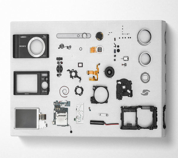  A Canvas Print of Black Camera Disassembled Canvas Print