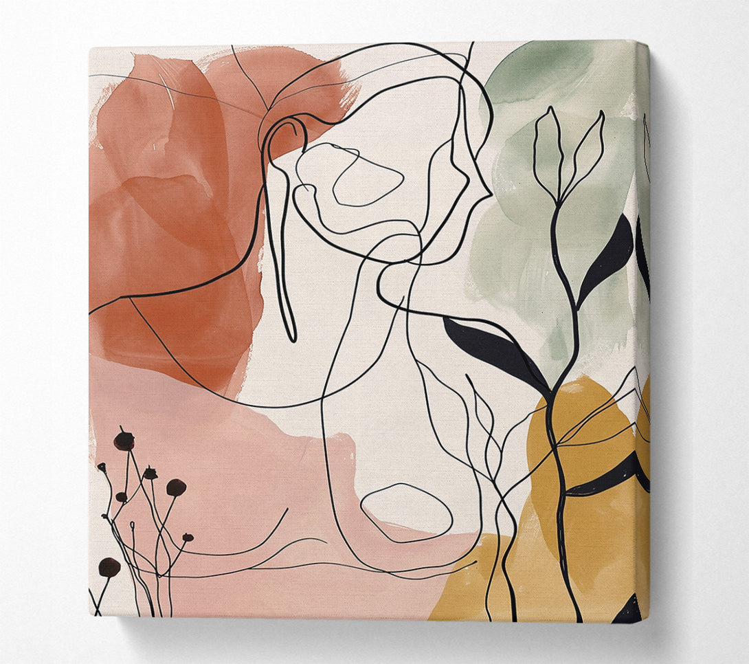  A Canvas Print of Terracotta Bloom Lines Canvas Print