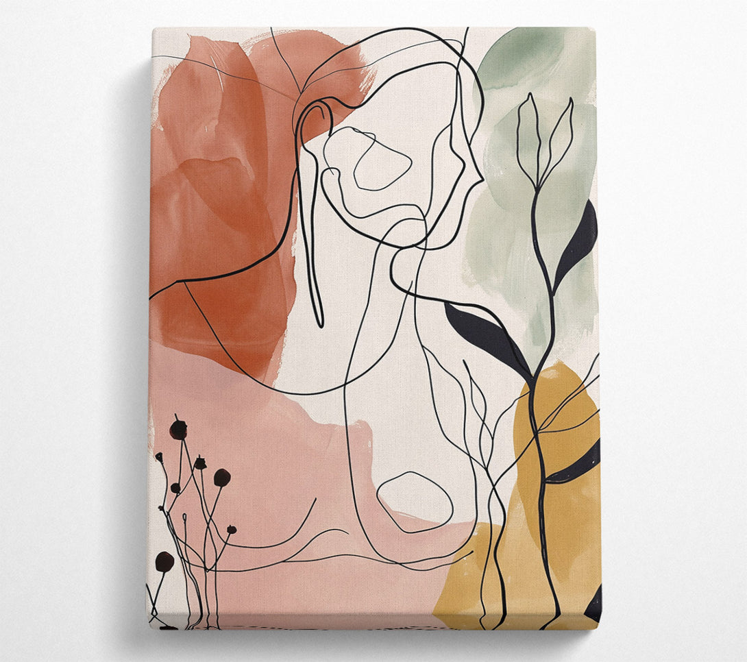  A Canvas Print of Terracotta Bloom Lines Canvas Print