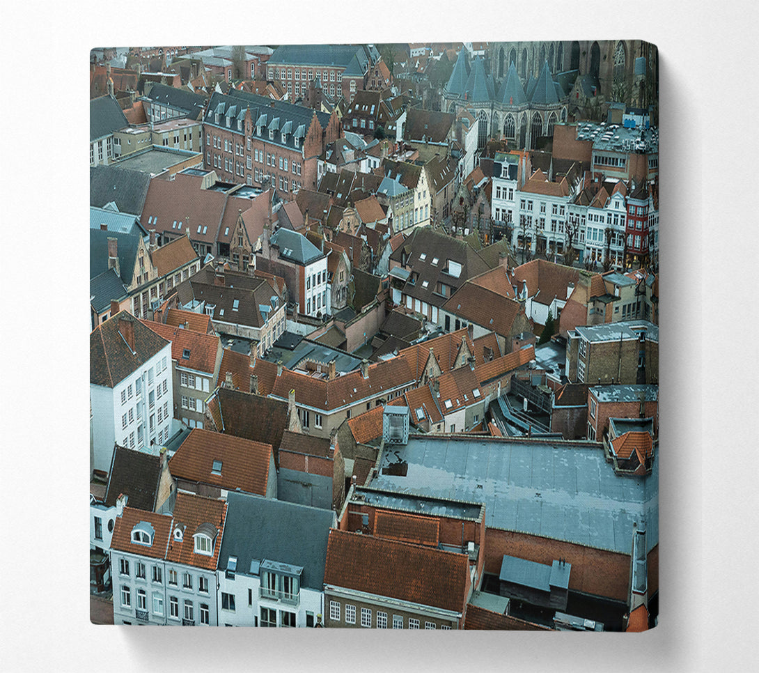  A Canvas Print of Grey Roofs Of Brugge Canvas Art
