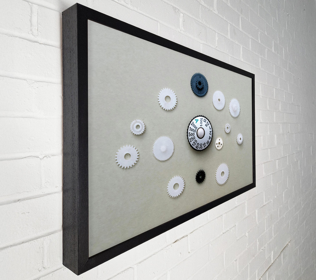  A Canvas Print of Black Gears And White Cogs Canvas Wall Art