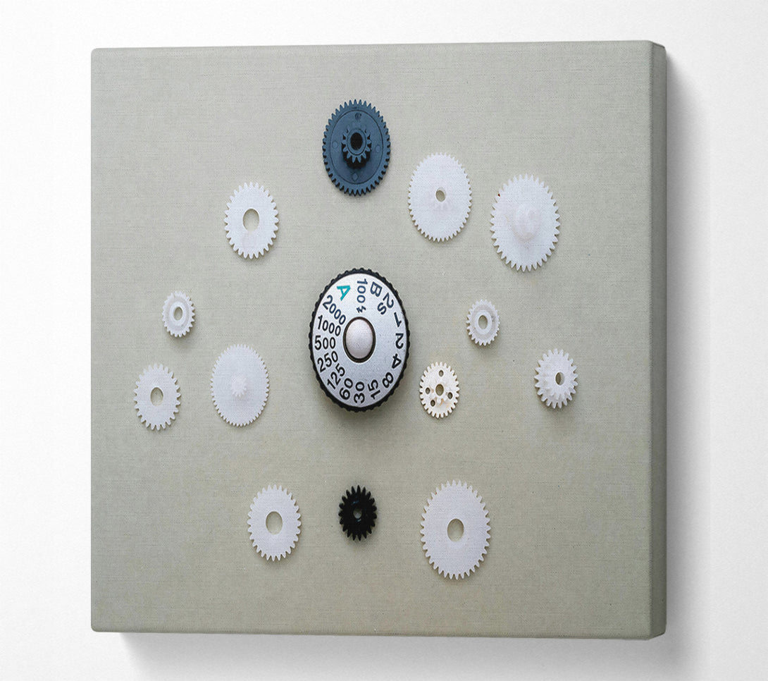  A Canvas Print of Black Gears And White Cogs Canvas Wall Art