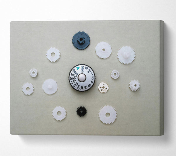 A Canvas Print of Black Gears And White Cogs Canvas Wall Art