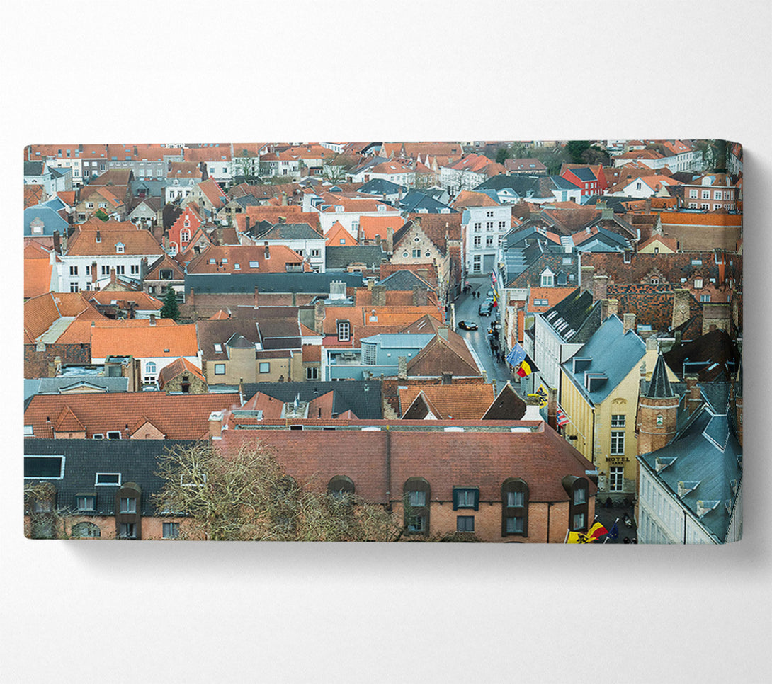  A Canvas Print of Red Roof Cityscape Canvas Print