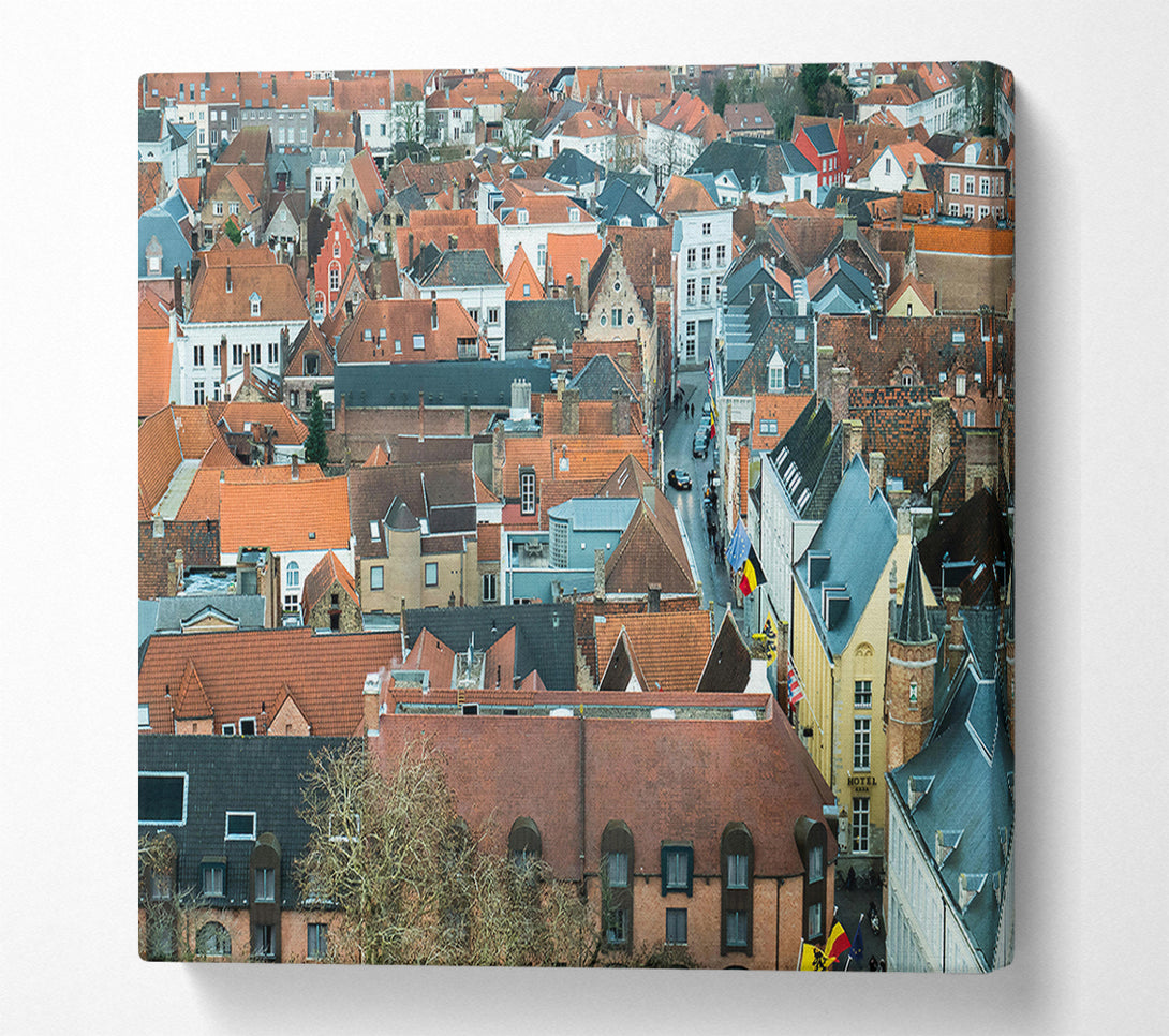  A Canvas Print of Red Roof Cityscape Canvas Print