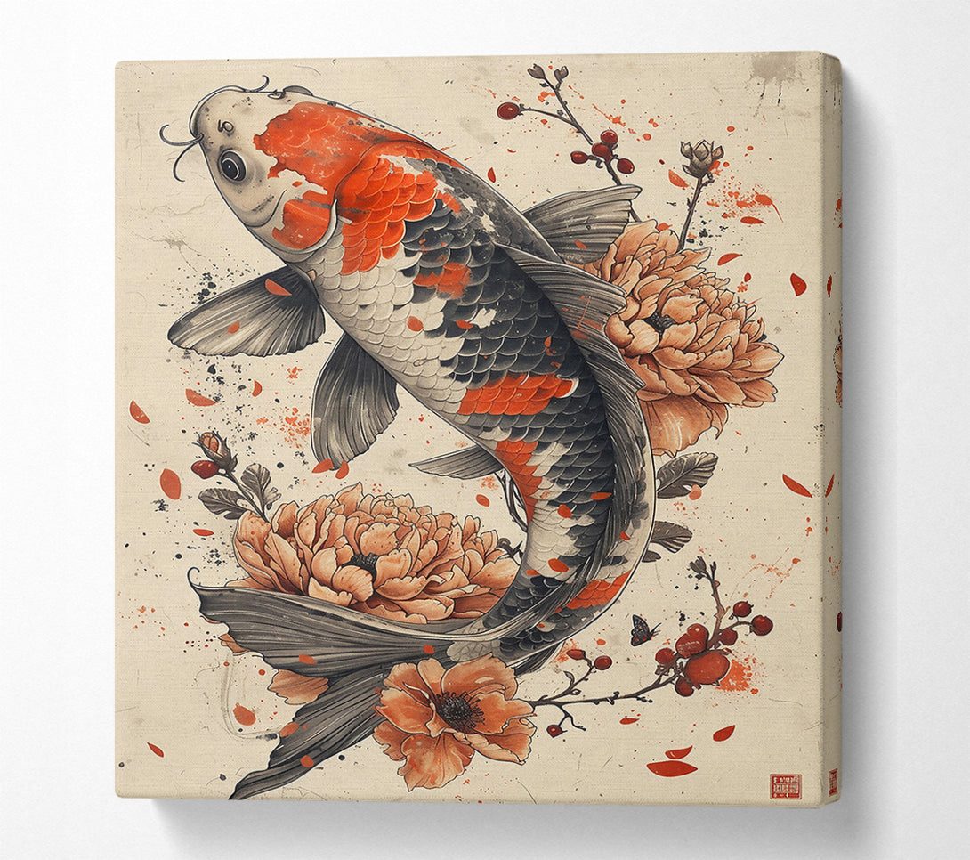  A Canvas Print of Crimson Koi Bloom Canvas Print