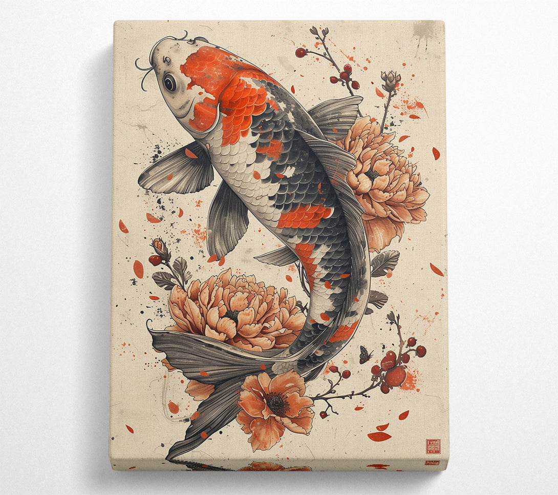  A Canvas Print of Crimson Koi Bloom Canvas Print