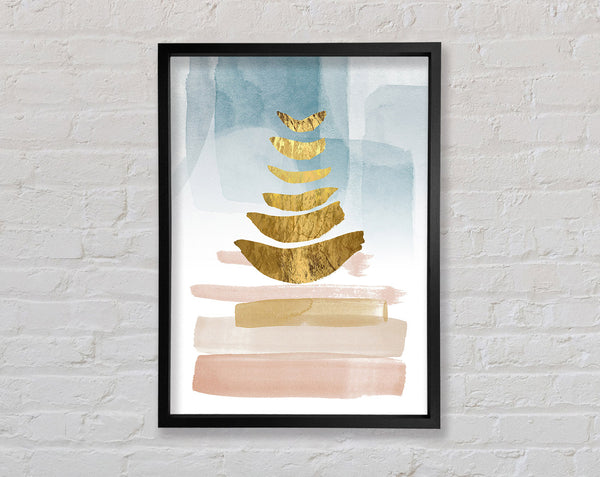 Gold Shapes With Colour Framed Print