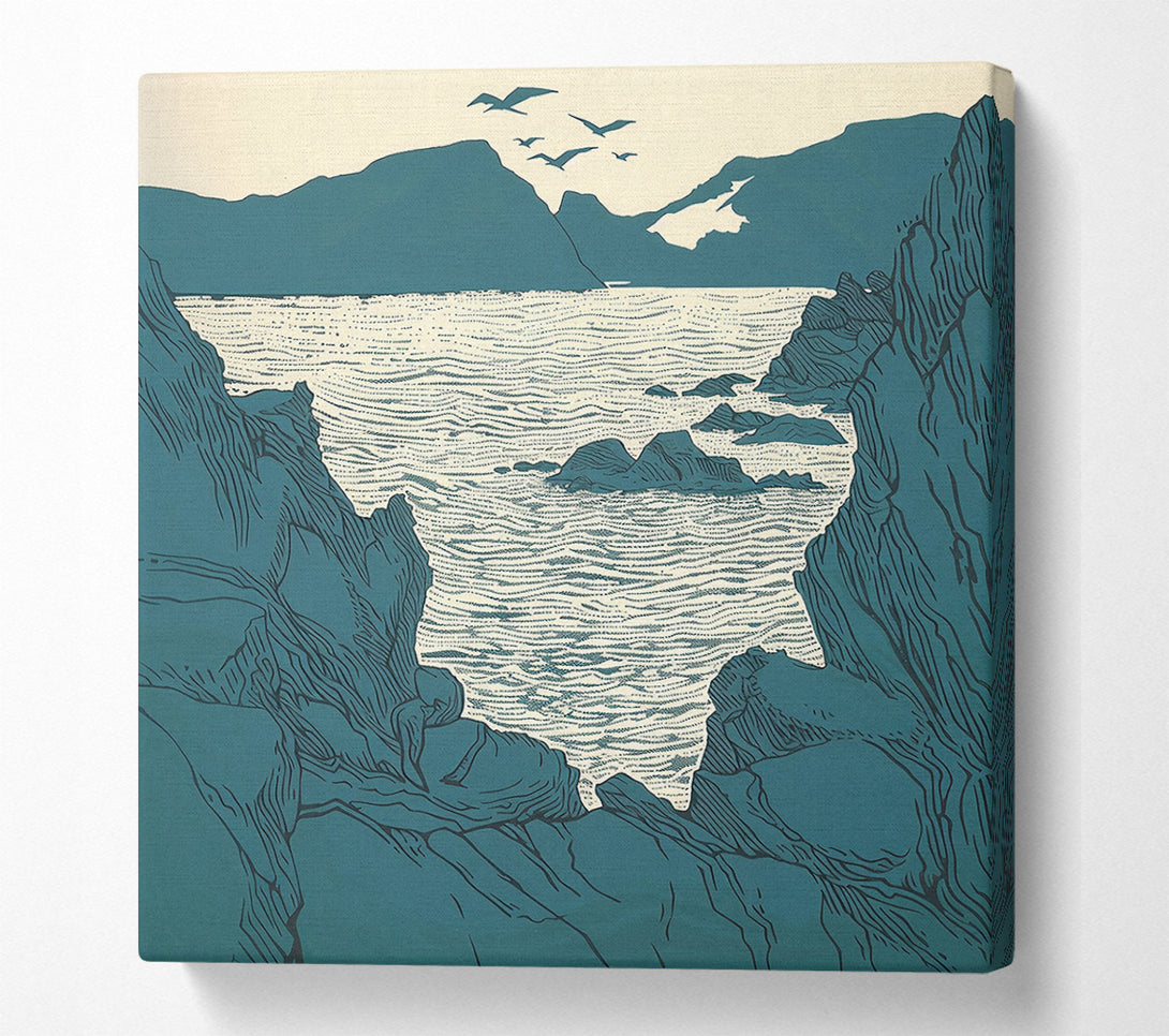  A Canvas Print of Teal Cliffs And Sea Canvas Art