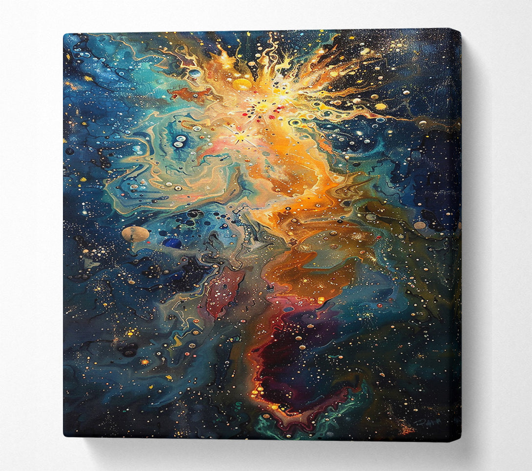  A Canvas Print of Golden Cosmic Burst Canvas Wall Art