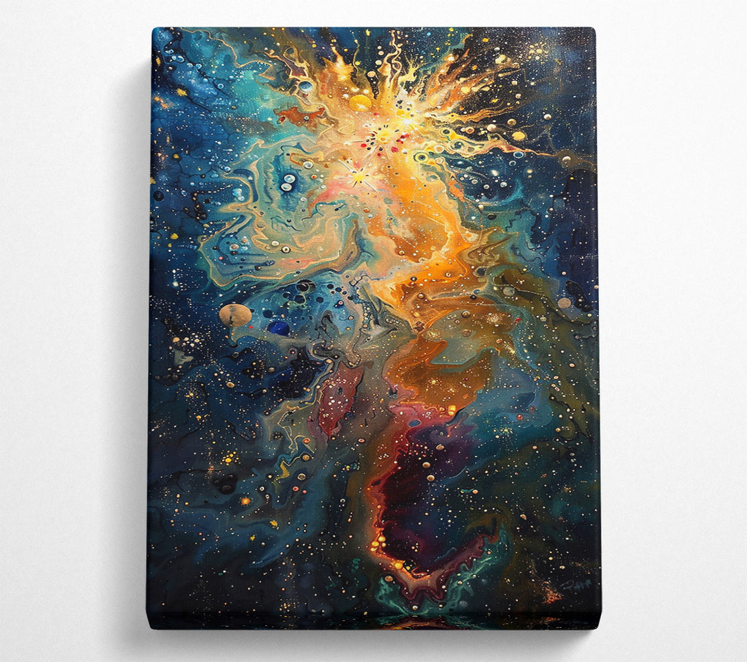  A Canvas Print of Golden Cosmic Burst Canvas Wall Art