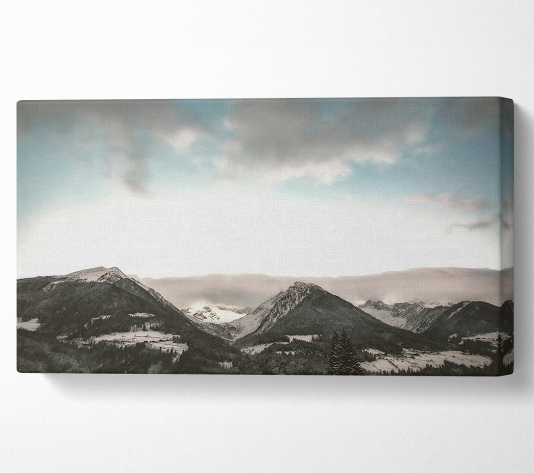  A Canvas Print of Blue Sky Mountain Range Canvas Wall Art