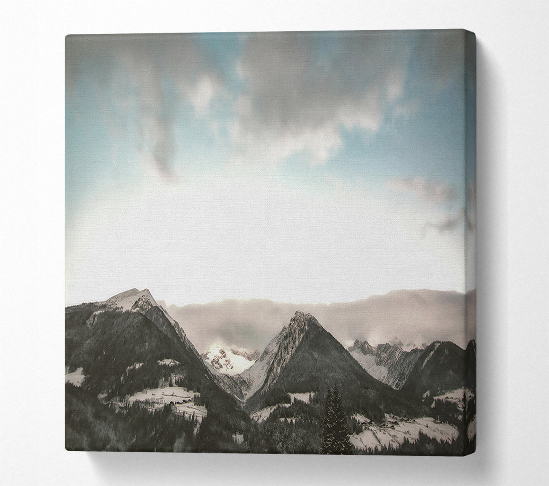  A Canvas Print of Blue Sky Mountain Range Canvas Wall Art