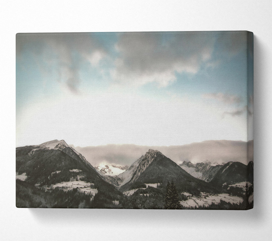  A Canvas Print of Blue Sky Mountain Range Canvas Wall Art