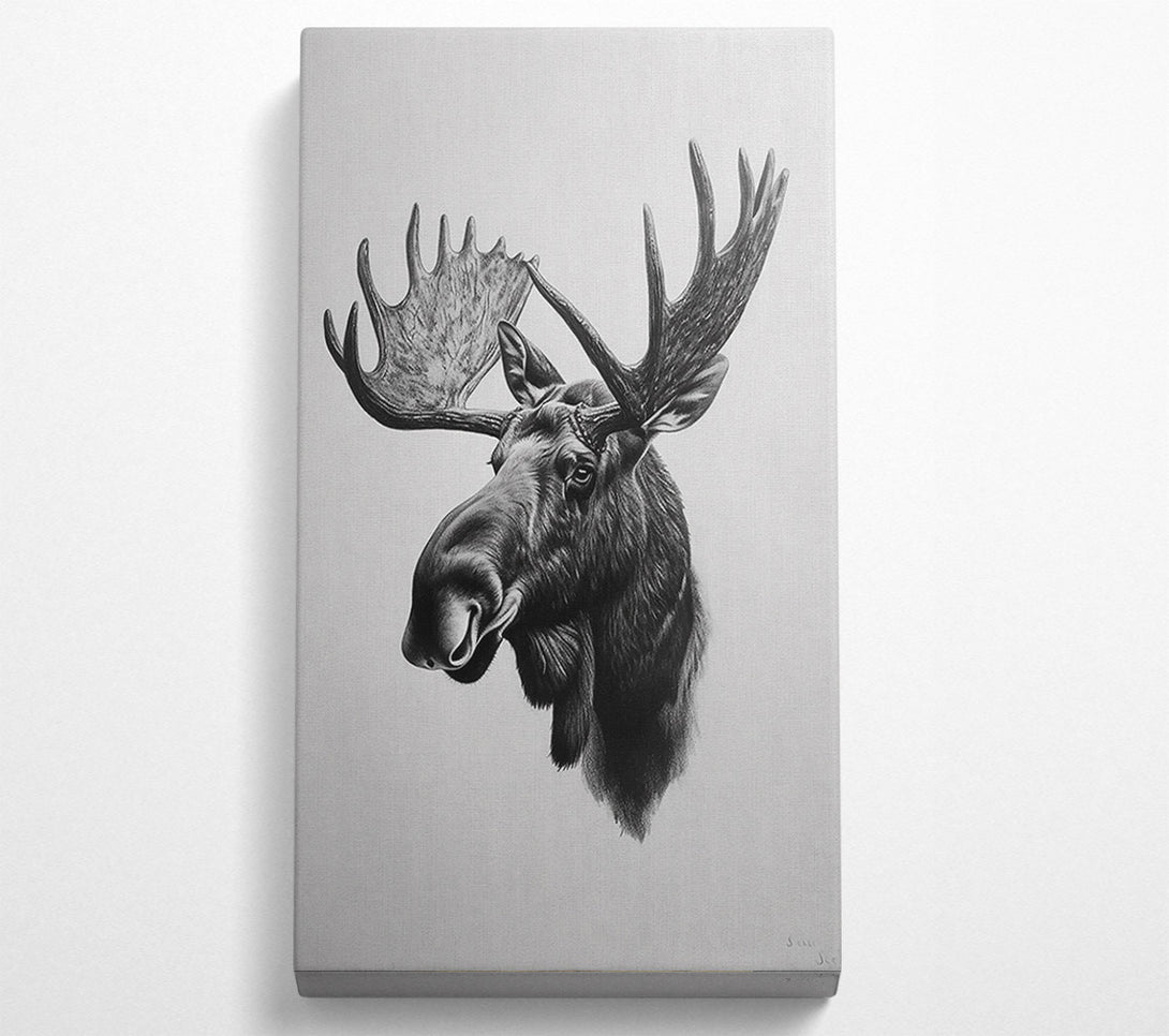 A Canvas Print of Black & White Moose Portrait Canvas Art