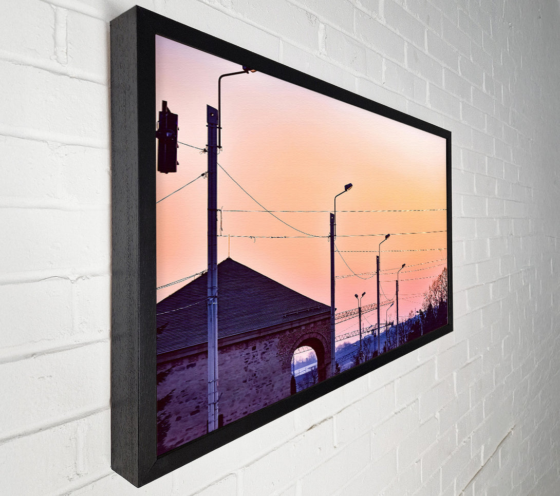  A Canvas Print of Peach Sunset Silhouettes Canvas Art