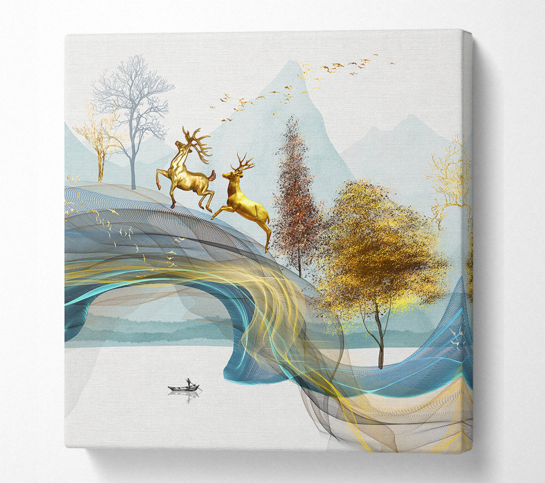  A Canvas Print of Gold Staf Flow Abstract Canvas Art