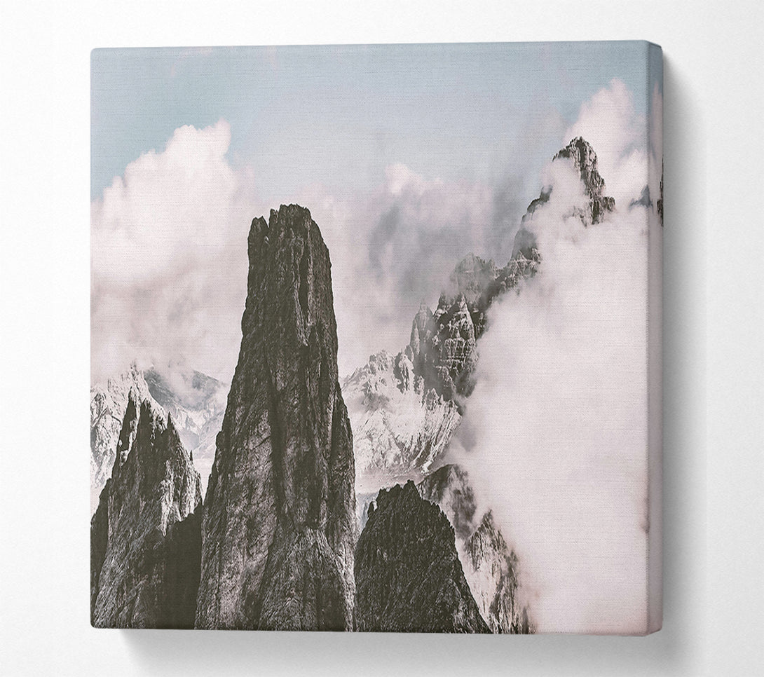  A Canvas Print of White Peaks In Grey Canvas Wall Art