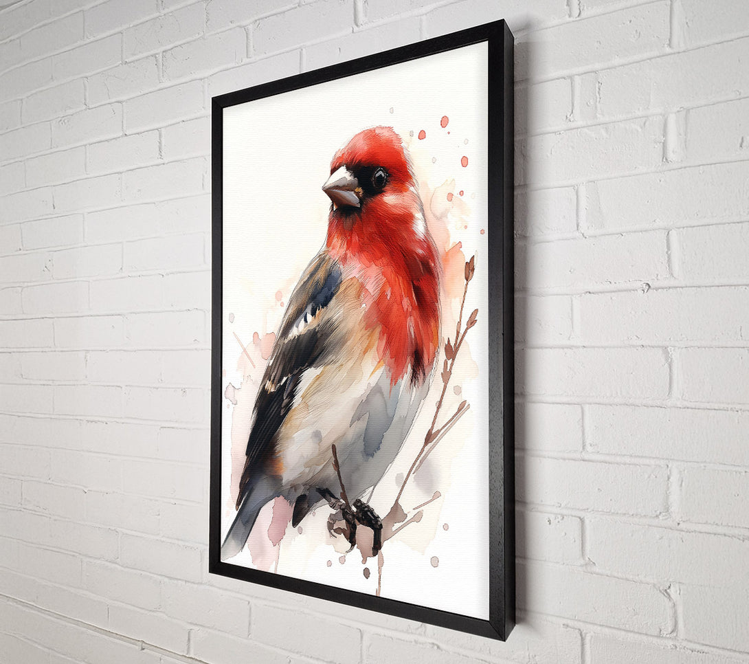  A Canvas Print of Crimson Watercolor Bird Canvas Wall Art