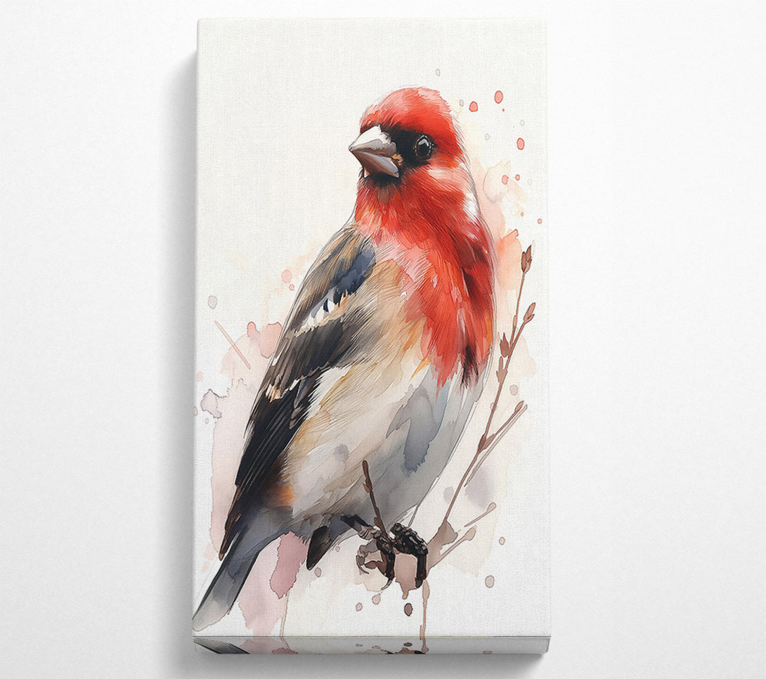  A Canvas Print of Crimson Watercolor Bird Canvas Wall Art