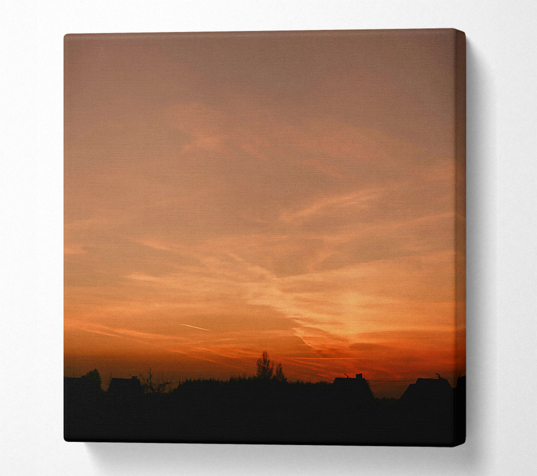  A Canvas Print of Orange Sky Silhouette Canvas Wall Art