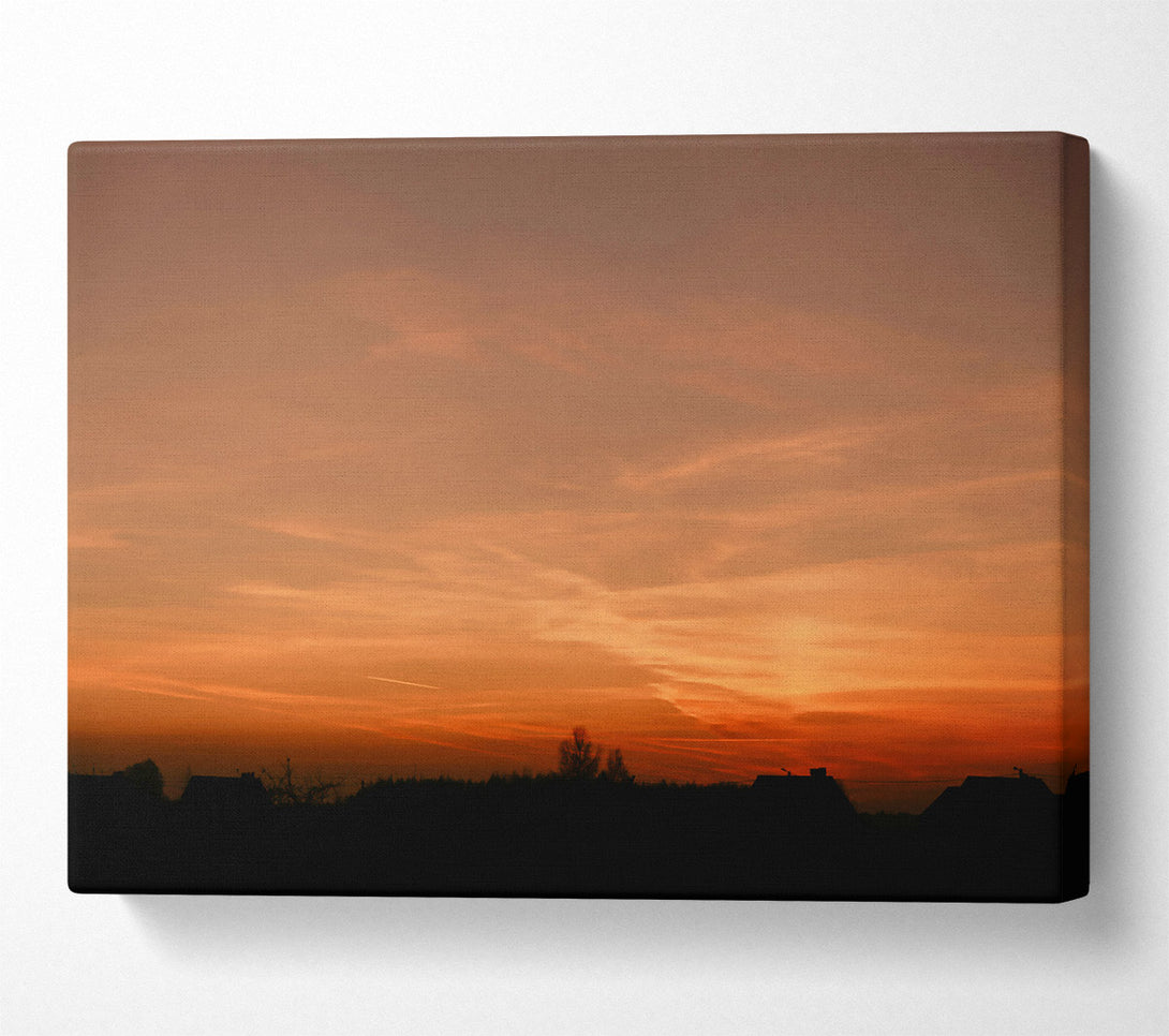  A Canvas Print of Orange Sky Silhouette Canvas Wall Art