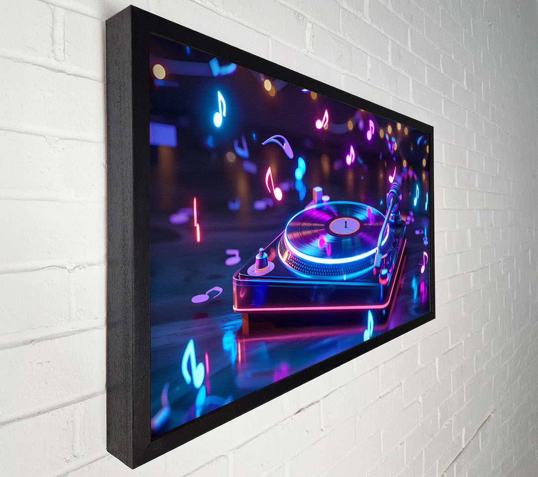  A Canvas Print of Neon Blue Vinyl Spin Canvas Art